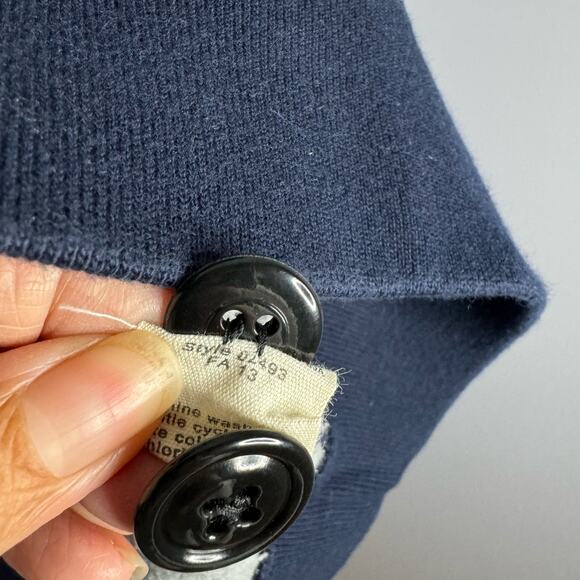 J Crew Mens Cowl Neck Cardigan Jacket Blue Elbow Patch Knit Blue Medium - Picture 9 of 10